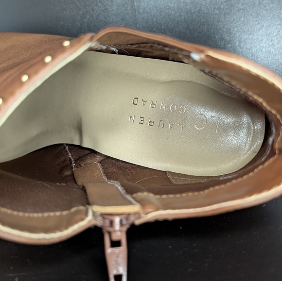 LC Lauren Conrad Brown Studded Ankle Booties Size 9.5 Cognac - Picture 9 of 11